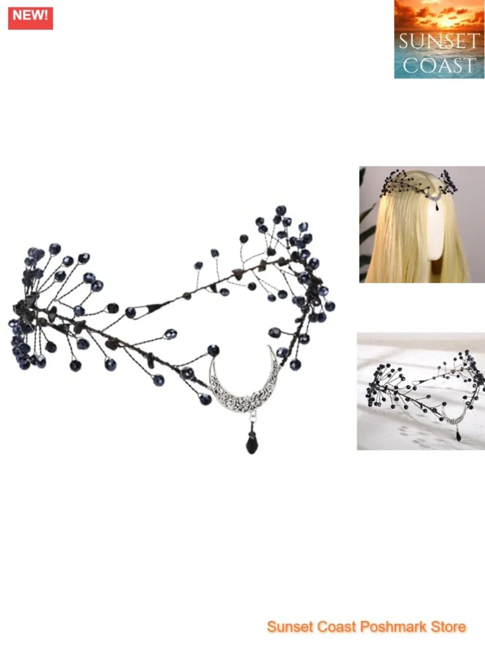 Gothic Crystal Fairy Crown Headpiece, Elf Circlet for Renaissance Cosplay